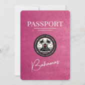Save The Date Magenta Pink Bahamas Passport Enregistrer La Date (Devant)