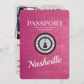 Save The Date Magenta Pink Nashville Passport Enregistrer La Dat (Devant / Derrière)