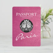 Save The Date Magenta Pink Paris Passport Enregistrer La Date (Debout devant)