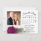 Save The Date Magenta Plum Rose Élégant calendrier de mariage et (Devant)