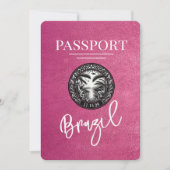 Save The Date Magenta Purple Brésil Passeport Enregistrer La Dat (Devant)