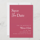 Save The Date Magenta Simple Calligraphie Photo Enregistrer La D (Devant)