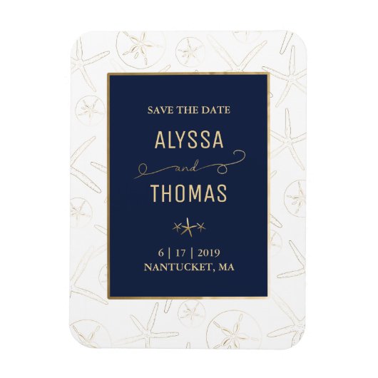 Save the Date Magnet - Strand Bruiloft, Zeester Magneet (Verticaal)