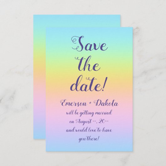Save The Date Magnificent Pastel Rainbow Wedding (Devant / Derrière)