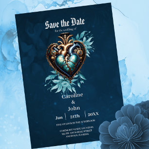 Save The Date Magnifique et élégant coeur steampunk.