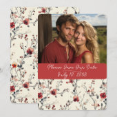 Save The Date Magnifique floral élégant rouge et rose  (Devant / Derrière)