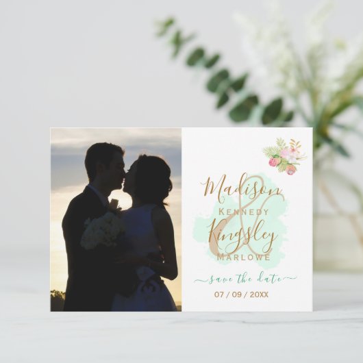 Save The Date Magnifique mariage bohème botanique vert citron 💚 (Debout devant)