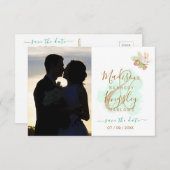 Save The Date Magnifique mariage bohème botanique vert citron 💚 (Devant / Derrière)