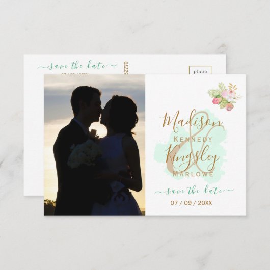 Save The Date Magnifique mariage bohème botanique vert citron 💚 (Devant / Derrière)