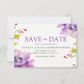 Save The Date Magnifique Mariage Floral Violet Enregistrer La Da (Devant)