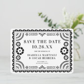 Save The Date Magnifique Ornate Papel Picado Photo B&W Mariage (Debout devant)