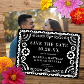 Save The Date Magnifique Ornate Papel Picado Photo Mariage noir
