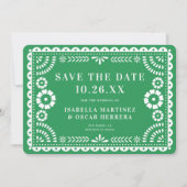 Save The Date Magnifique Ornate Papel Picado Photo Mariage vert (Devant)
