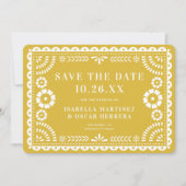Save The Date Magnifique Papel Orné Picado Photo Mariage Jaune (Devant)
