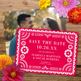 Save The Date Magnifique Papel Orné Picado Photo Mariage rose