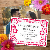 Save The Date Magnifique Papel Orné Picado Photo Mariage rose