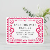Save The Date Magnifique Papel Orné Picado Photo Mariage rose (Debout devant)