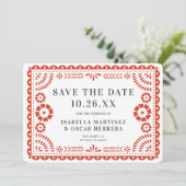 Save The Date Magnifique Papel Picado Photo Mariage rouge chaud (Debout devant)