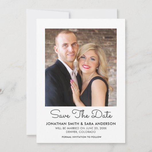 Save The Date Magnifique Script Minimal Enregistrer La Date Phot (Devant)