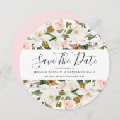 Save The Date Magnifiques Fleurs Aquarelles Roses et Blanches de (Devant / Derrière)
