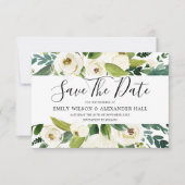Save The Date Magnifiques Fleurs Blanches Verdure Mariage de Pri (Devant)