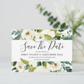 Save The Date Magnifiques Fleurs Blanches Verdure Mariage de Pri (Debout devant)