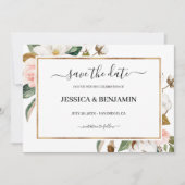 Save The Date Magnolia Floral Calligraphie Mariage Enregistrer l (Devant)