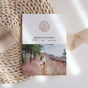 Save The Date Magnolia Floral Teinte Rose Faire Savoir Date