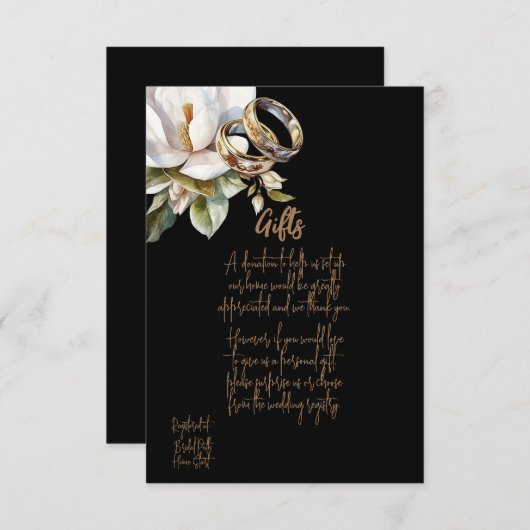 Save The Date Magnolia Mariage Rings Gold Black Wedding Cadeaux (Devant / Derrière)