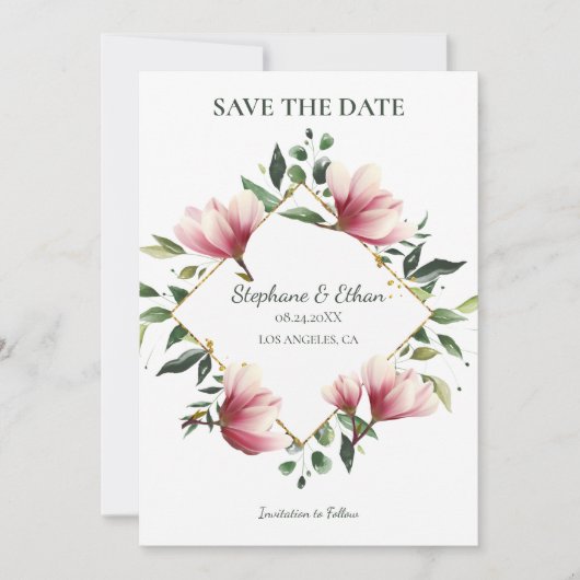 Save The Date Magnolia Wreath (Devant)