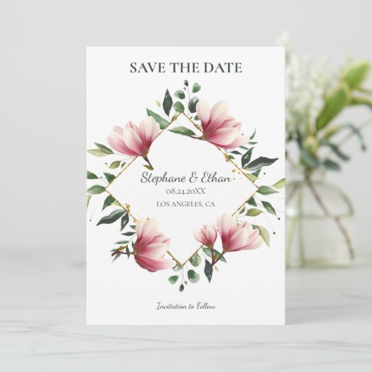 Save The Date Magnolia Wreath (Debout devant)