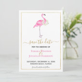 Save The Date Magnolias Rose Tropical Flamingo Mariage à la Plag (Debout devant)