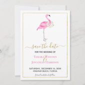 Save The Date Magnolias Rose Tropical Flamingo Mariage sur la Pl (Devant)
