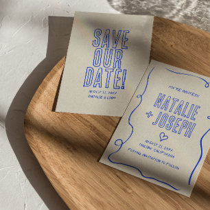 Save The Date Main dessinée Rétro Gras Gratuit Mariage amusant