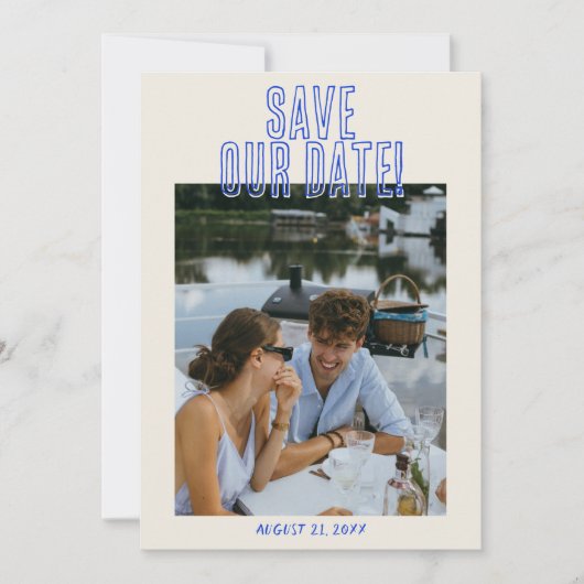 Save The Date Main dessinée Rétro Gras Gratuit Mariage photo ori (Devant)
