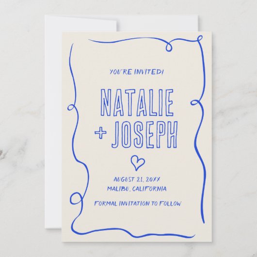 Save The Date Main dessinée Rétro Gras Gratuit Mariage photo ori (Dos)