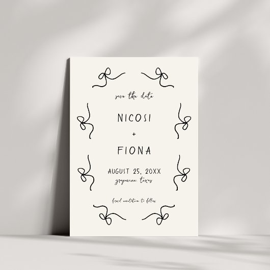 Save The Date Main Mariage Retro Français Jouer Bow Frame