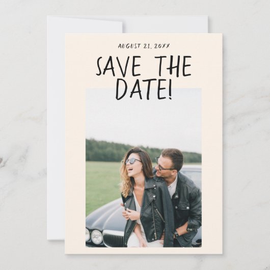 Save The Date Main moderne dessinée Romantique Retro Mariage pho (Devant)