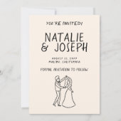 Save The Date Main moderne dessinée Romantique Retro Mariage pho (Dos)