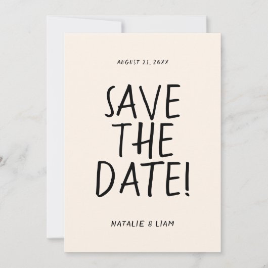 Save The Date Main moderne tiré romantique Rétro Mariage unique (Devant)