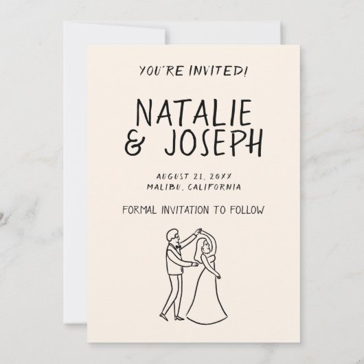 Save The Date Main moderne tiré romantique Rétro Mariage unique (Dos)
