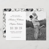 Save The Date Main noire et blanche dessinée florale - Enregistr (Devant / Derrière)