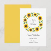 Save The Date Main Painted Watercolor Sunflower (Devant / Derrière)