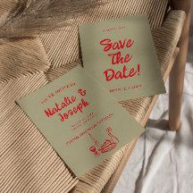 Main rouge moderne tiré Bold Retro Quirky Mariage