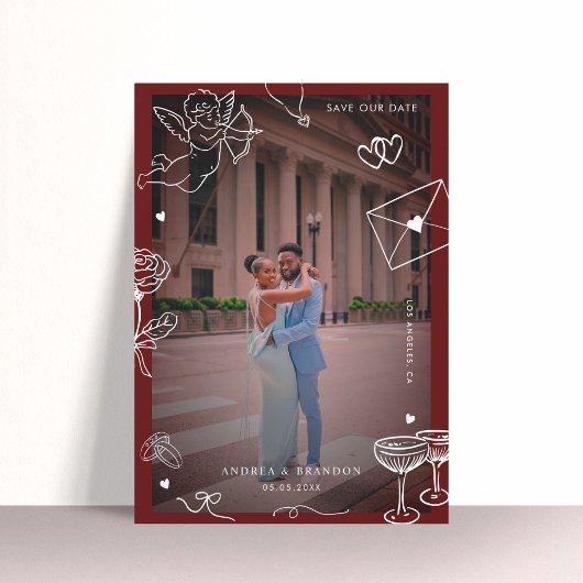 Save The Date Main Whimsical tiré 2 Photo Fun Scribble Mariage