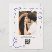 Save The Date Main Whimsical tiré Mariage Photo Marine Bleu (Dos)