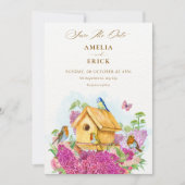Save The Date Maison d'oiseau florale mariage (Devant)