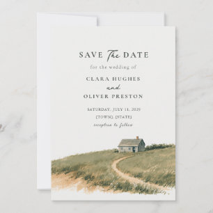Save The Date Maison sereine de Nouvelle-Angleterre aquarelle de