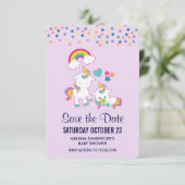 Save The Date Mama mignonne et bébé licorne magique Illustré (Debout devant)
