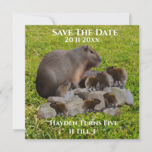 Save The Date Maman Et Bébé Capybaras, Enregistrer La Date
